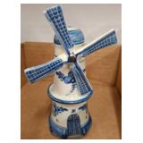 Blue and White Ceramic Windmill Figurine
