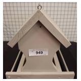 Painted Wooden Bird Feeder with Gabled Roof