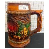 Ceramic Stein With Raised Rustic Scenes