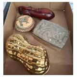 Decorative Boxes and Wooden Shoe Forms Lot