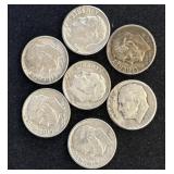 Seven U.S. Silverï¿½Roosevelt Dimes Collection
