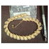 Gold-Tone Trifari Chain Necklace with Rhinestones