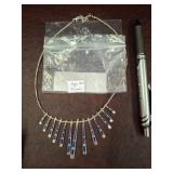 Sterling Silver and Inlay Pendant Necklace