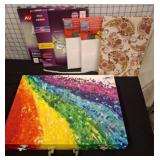 Art Set With Crayons, Markers, Canvas, & Paper