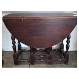 Drop-Leaf Wood Table with Turned Legs