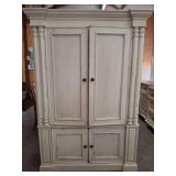 White Painted Wood Entertainment Armoire