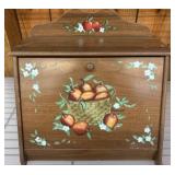 Wooden Bread Box With Painted Apple Motif
