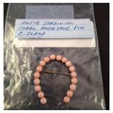 Sardinian Coral Horseshoe Pin with C-Clasp