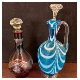 Two Blown Glass Decanters with Stoppers