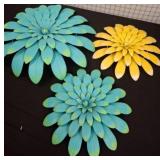 Three Kirklands Home Metal Flower Wall Sculptures