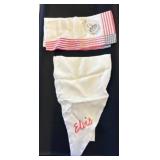 Two Vintage Fabric Items: Flag Motif & Script Text