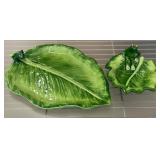 Lotus Green Ceramic Leaf Dish Set
