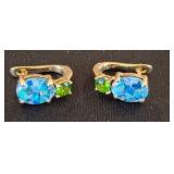 Sterling Silver Earrings with Opal and Peridot