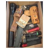 Flashlights, Knives, and Leather Sheaths
