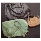 Three Handbags, Various Styles and Materials