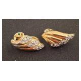 Monet Gold-Tone Clip Earrings with Rhinestones