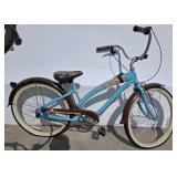Blue Cruiser Bicycle with Fender and Floral Detail