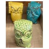 Three Ceramic Owl Figurines