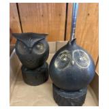 Carved Wood Owl Figurines