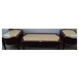Wood Coffee Table And Side Tables With Inlay