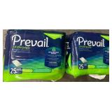 Two Packs of Prevail Underpads, 25 Ct Each