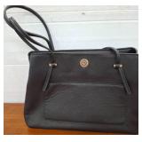 Black Pebbled Leather Tote Handbag