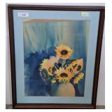 Framed Sunflower Watercolor Painting, 24x30