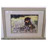 Framed Print of Puppy in Field, 22x18
