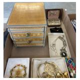 Decorative Jewelry Box with Assorted Costume Jewel