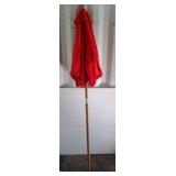 Outdoor Red Patio Umbrella with Wooden Pole c3
