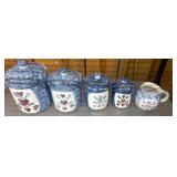 4 Ceramic Canisters with Mug