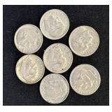 7 Roosevelt Silverï¿½Dimes, Circulated