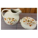 Floral Ceramic Pitcher and Lid Set Jewel Tea Type