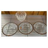 Four Clear Glass Bowls with Decorative Details