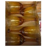 Amber Glass Goblets, Six Pieces