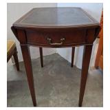 Mahogany Drop-Leaf Table with Leather Top