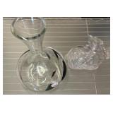 Glass Decanter and Crystal Bunny Figurine