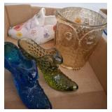 Lot: Glass Figurines and Ceramic Shoe