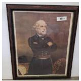 Framed Portrait Print of Military Figure, 19x22in