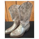 Silver-Toned Cowboy Boots, Size 9.5M
