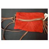 Red Suede Crossbody Bag by Toscana