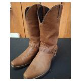 Brown Suede Western-Style Cowboy Boots
