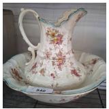 Floral Ceramic Pitcher and Basin Set