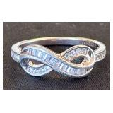 Sterling Silver Infinity Design Ring, Size 7.5