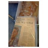 Pink Depression Glassware and Newspapers