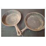 Two Vintage Cast Iron Skillets, No. 5