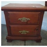 Two-Drawer Wooden Nightstand with Brass Pulls