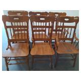 6 Oak Dining Chairs with Spindle Backs