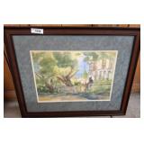 Framed 32x26in Watercolor by John W.C. Cook w15