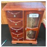Wooden Jewelry Chest with Contents